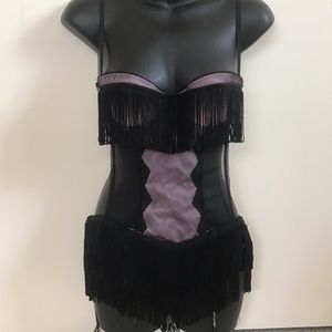 Victorias Secret teddy, burlesque blush & black
